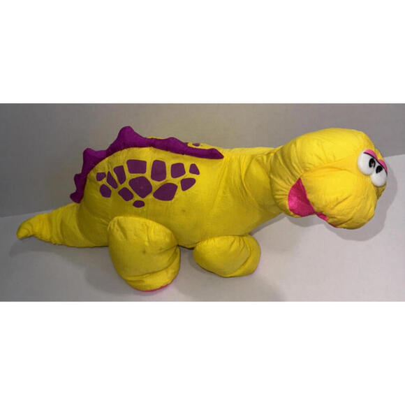 Vintage Fisher Price Yellow Puffalump Dino Roar Brontosaurus Dinosaur 1992 Works - Picture 1 of 11